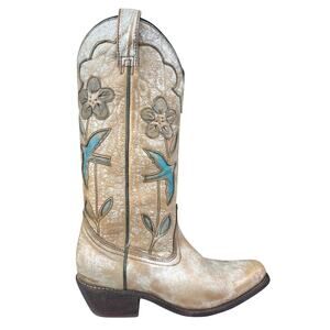 Bed Stu Women’s Valencia Distressed Floral Cowgirl Boot Size US 7